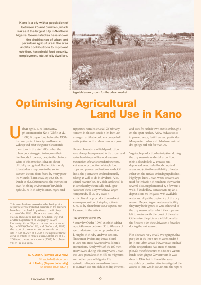 Optimising agricultural land use in kano png