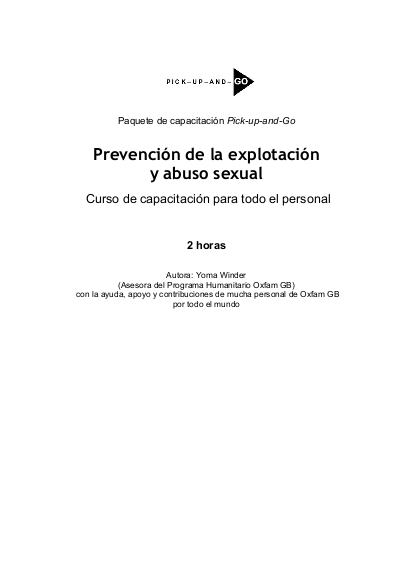 Oxfam 2004 paquete de capacitacion sobre prevencion de la explotacion y abuso sexual png