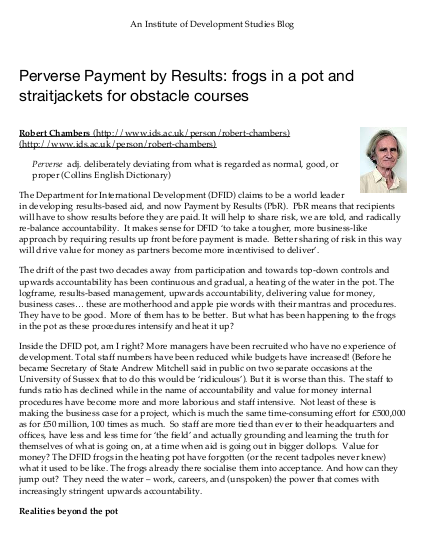 Perverse payment by results frogs in a pot and straitjackets for obstacle courses participation%2C power and social change research at ids png