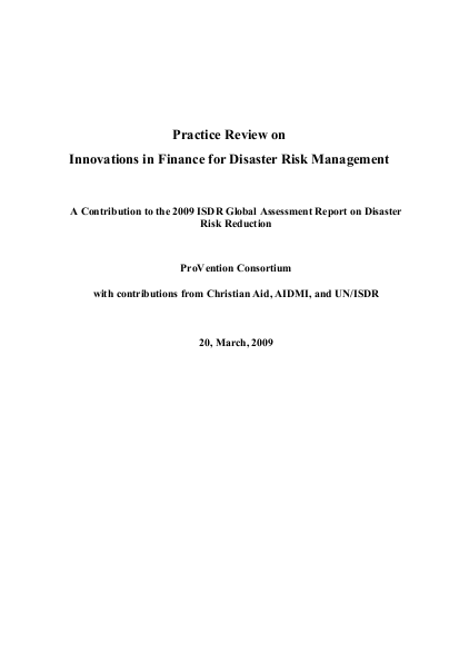 Provention risk financing practice review png