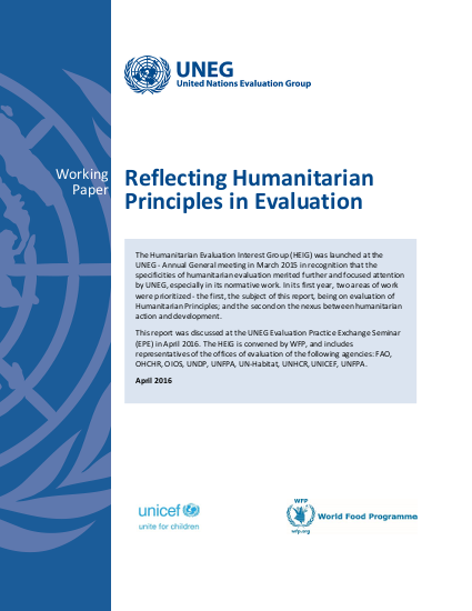 Reflecting humanitarian principles in evaluation uneg working paper 2016 png