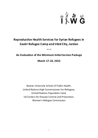 Reproductive health services for syrian refugees in zaatri refugee camp and irbid city%2C jordan png