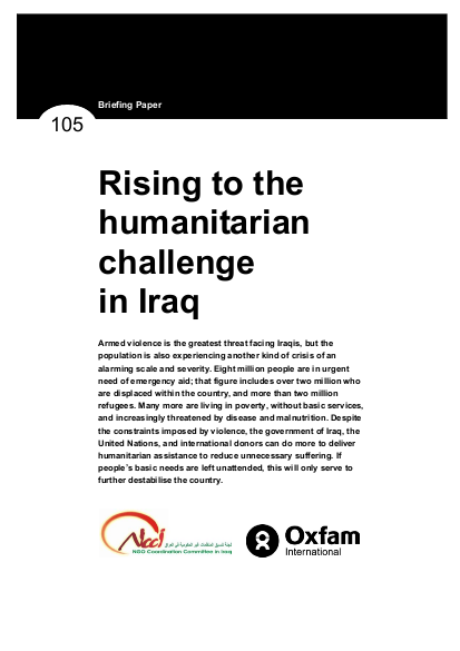 Rising to the humanitarian challenge in iraq png