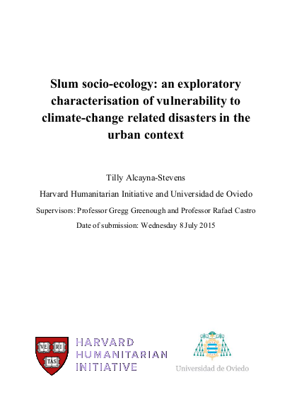 Slum socio ecology an exploratory characterisation of vulnerability to climate change related disasters in the urban context png