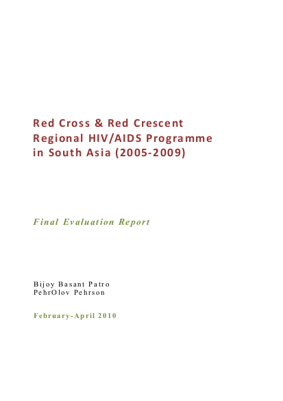 Southasia2010 end term evaluation rcrc hiv programme in south asia png