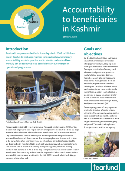 Tearfund accountability to beneficiaries in kashmir png