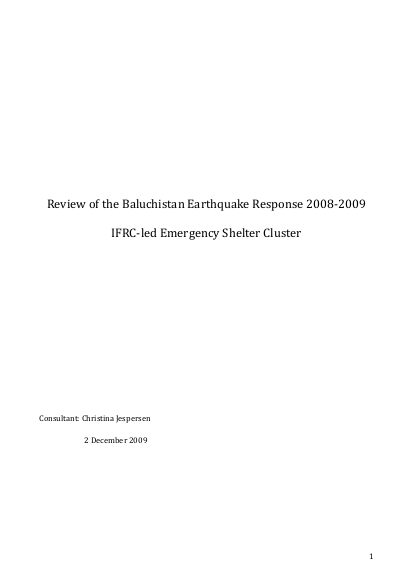 The baluchistan earthquake 2008 emergency shelter cluster review final png