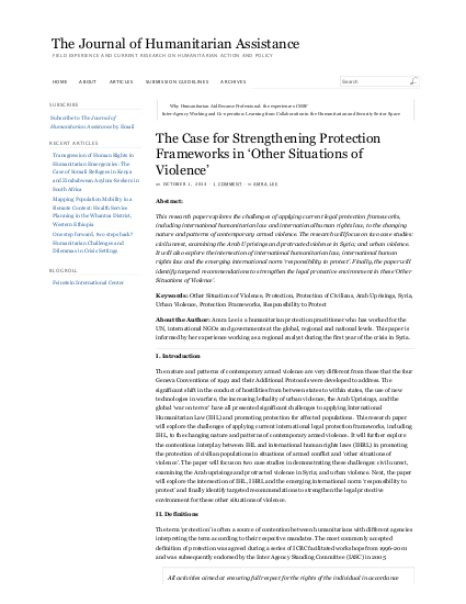 The case for strengthening protection frameworks in %E2%80%98other situations of violence%E2%80%99 the journal of humanitarian assistance png