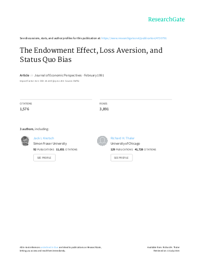 The endowment effect loss aversion and status quo  png