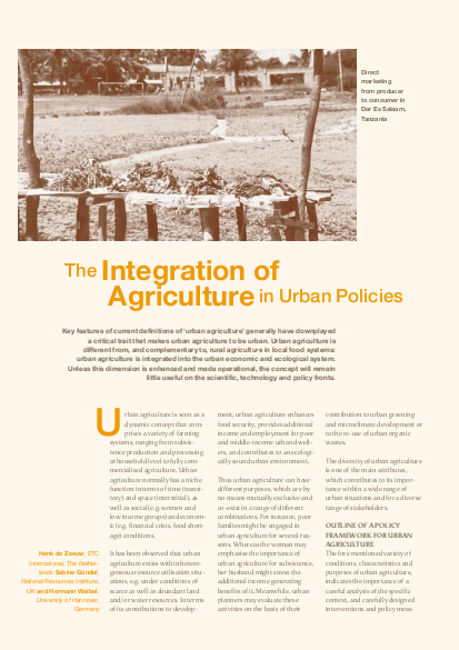 The integration of agriculture in urban policies png