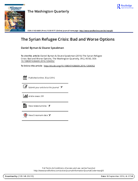 The syrian refugee crisis bad and worse options png