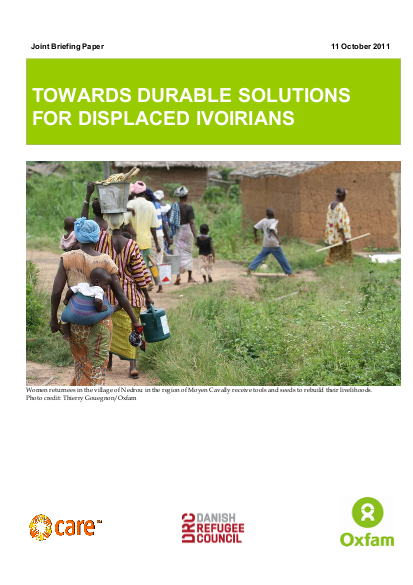 Towards durable solutions for displaced ivoirians png