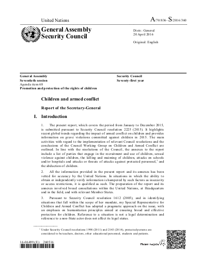 Un children and armed conflict png