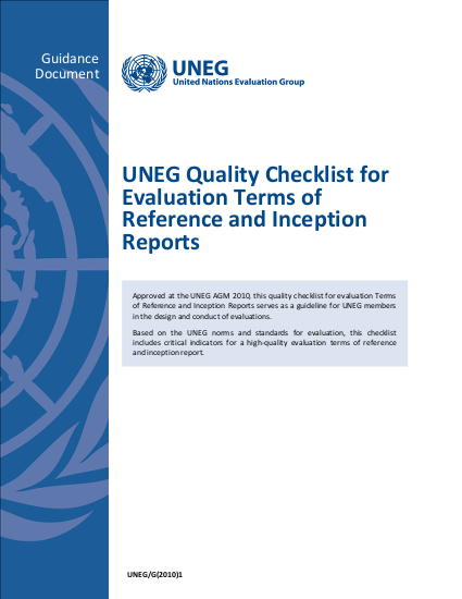 Uneg quality checklist for evaluation terms of reference and inception reports png