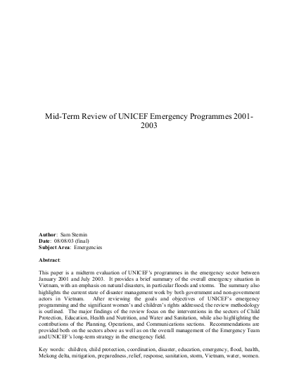 Unicef emergency mtr report final 8 aug 03 png