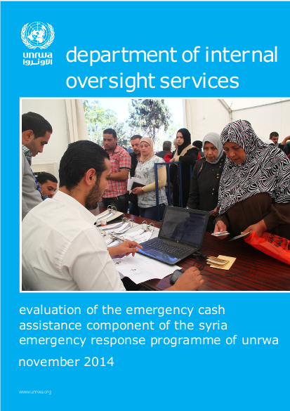 Unrwa 2014 evaluation of the emergency cash assistance component of the syria emergency response programme full report png