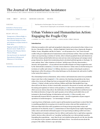 Urban violence and humanitarian action engaging the fragile city the journal of humanitarian assistance png