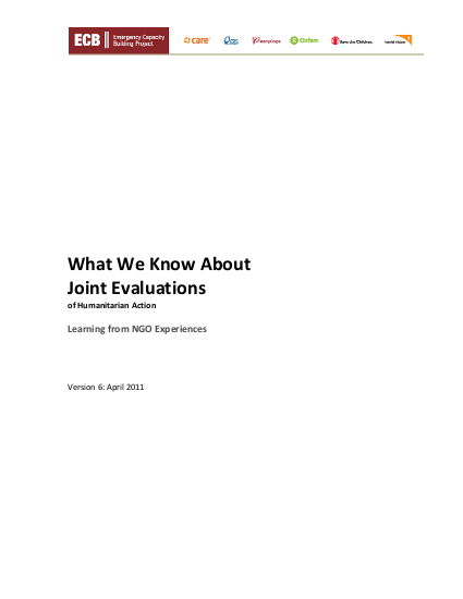 What we know about joint evaluations of humanitarian action 2011 png