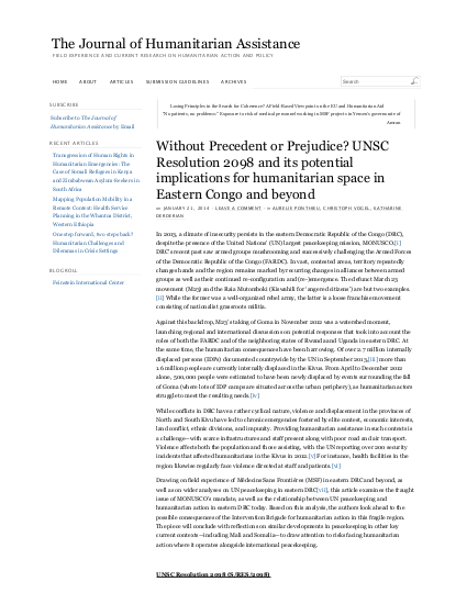 Without precedent or prejudice unsc resolution 2098 and its potential implications for humanitarian space in eastern congo and beyond the journal of humanitarian assistance png