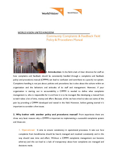 World vision community complaints policy procedures 1 png