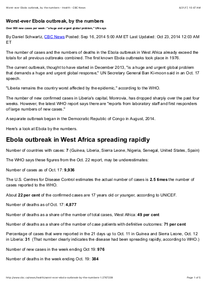 Worst ever ebola outbreak%2C by the numbers cbc news png